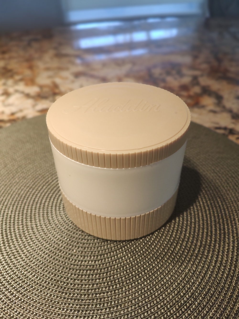 Vintage Aladdin freezable lid thermo jar Container in Cream and Beige